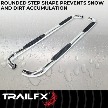 TrailFX 3" Round Bent Step Nerf Bars W/ Step Pads Polished Stainless Steel For Ram 1500/1500 Classic - A0048S