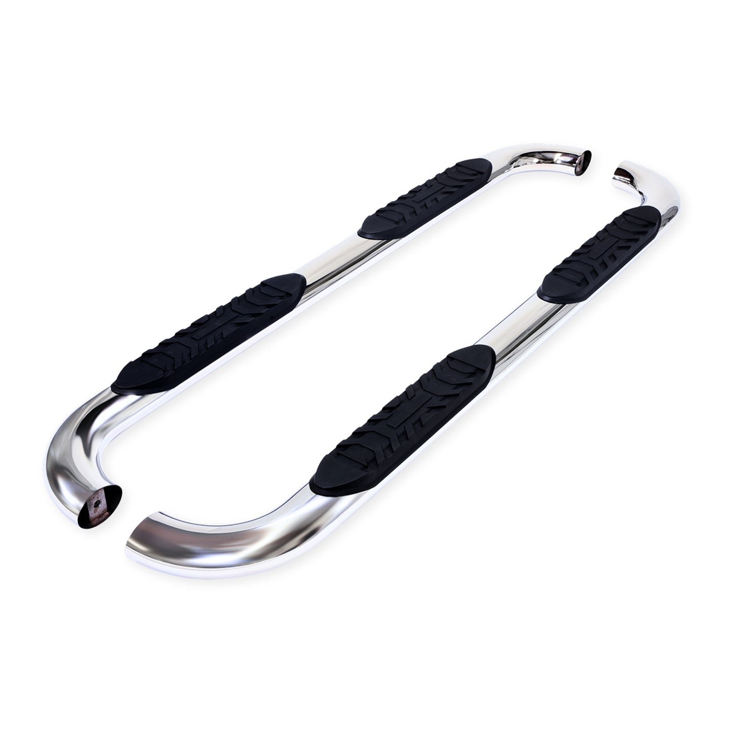 TrailFX 4" Oval Bent Step Nerf Bars W/ Step Pads Polished Stainless Steel For Chevrolet/GMC - A1002S
