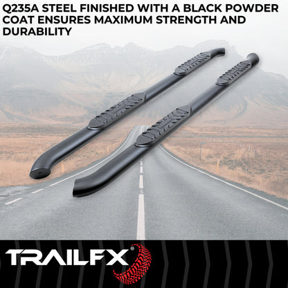 TrailFX 4" Oval Bent Step Nerf Bars W/ Step Pads Black For Toyota Tacoma - A1009B