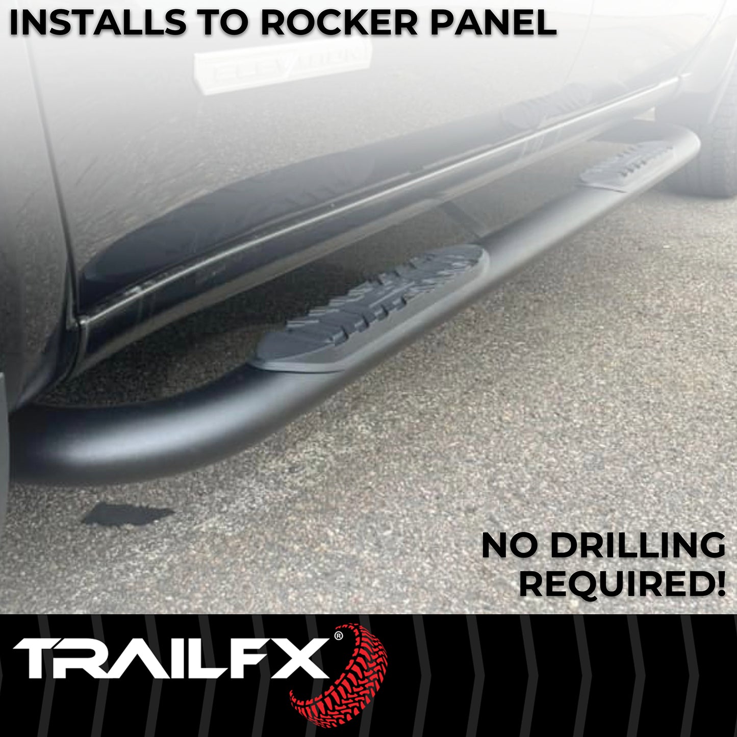 TrailFX 4" Oval Bent Step Nerf Bars W/ Step Pads Black For Toyota Tacoma - A1009B