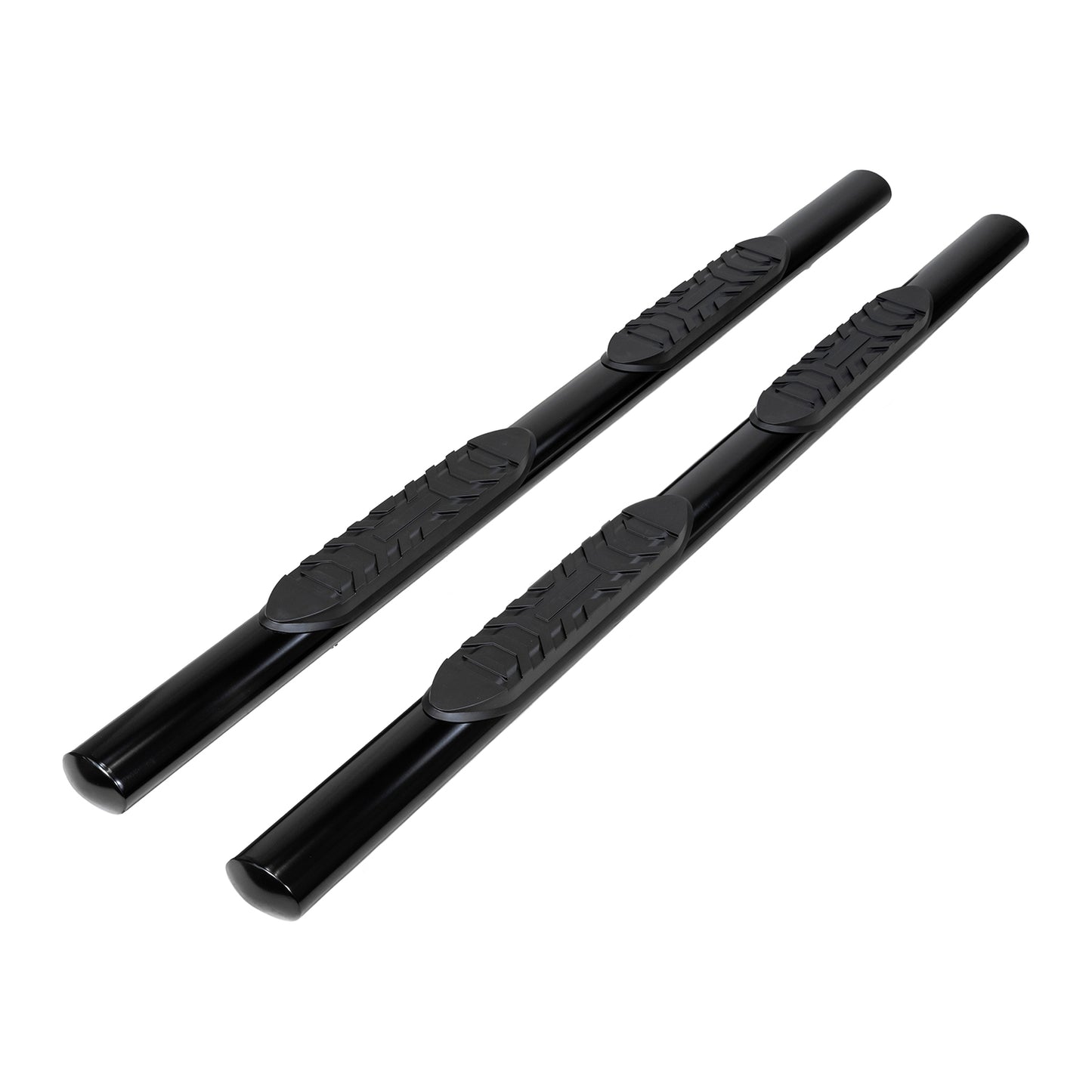 TrailFX 4" Oval Straight Step Nerf Bars W/ Step Pads Black For Ford F-150 - A1525B