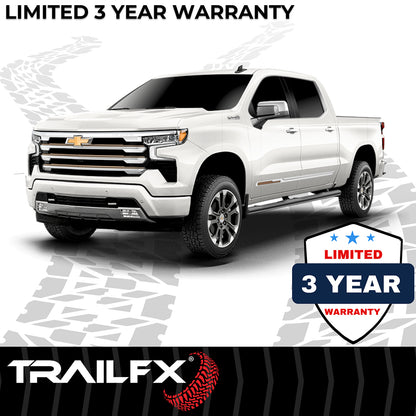 TrailFX 4" Oval Straight Step Nerf Bars W/ Step Pads Black For Chevrolet/GMC - A1527B