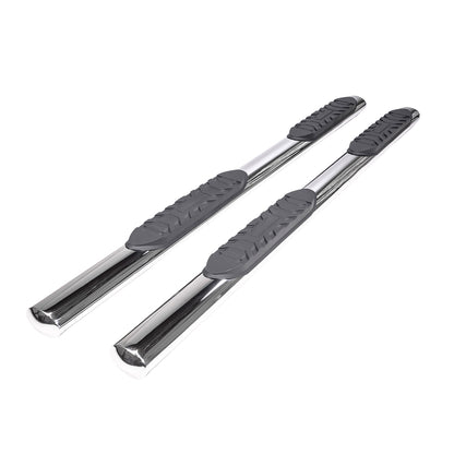 TrailFX 4" Oval Straight Step Nerf Bars W/ Step Pads Polished Stainless Steel For Chevrolet/GMC - A1528S