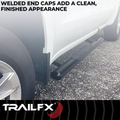 TrailFX 4" Oval Straight Step Nerf Bars W/ Step Pads Black For Ram 1500 - A1542B