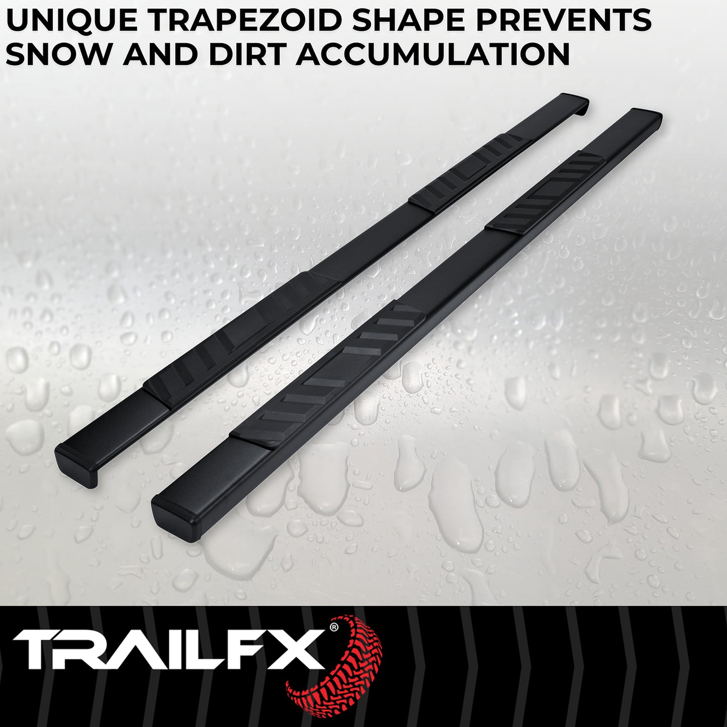TrailFX 4" Trapezoidal Straight Step Nerf Bars W/ Step Pads Black For GM Colorado/Canyon - A4010B