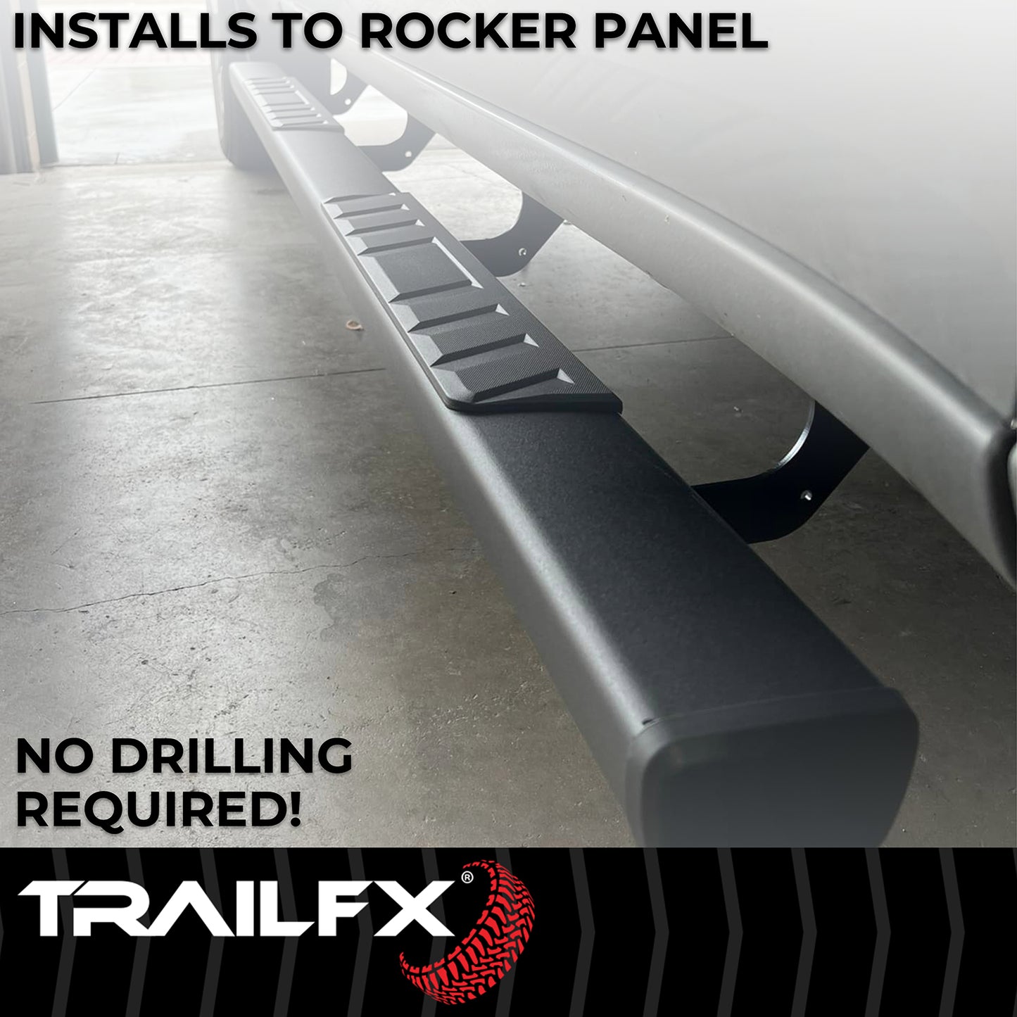 TrailFX 4" Trapezoidal Straight Step Nerf Bars W/ Step Pads Black For GM Colorado/Canyon - A4010B