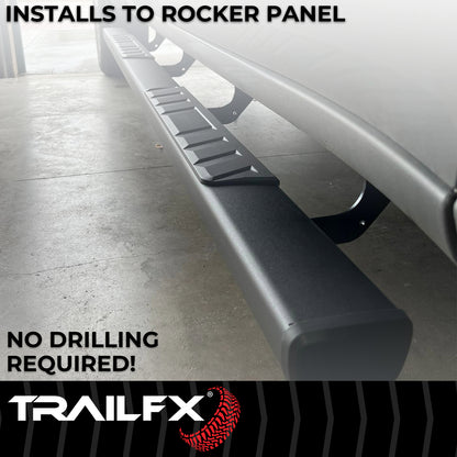 TrailFX 4" Trapezoidal Straight Step Nerf Bars W/ Step Pads Black For GM Colorado/Canyon - A4010B