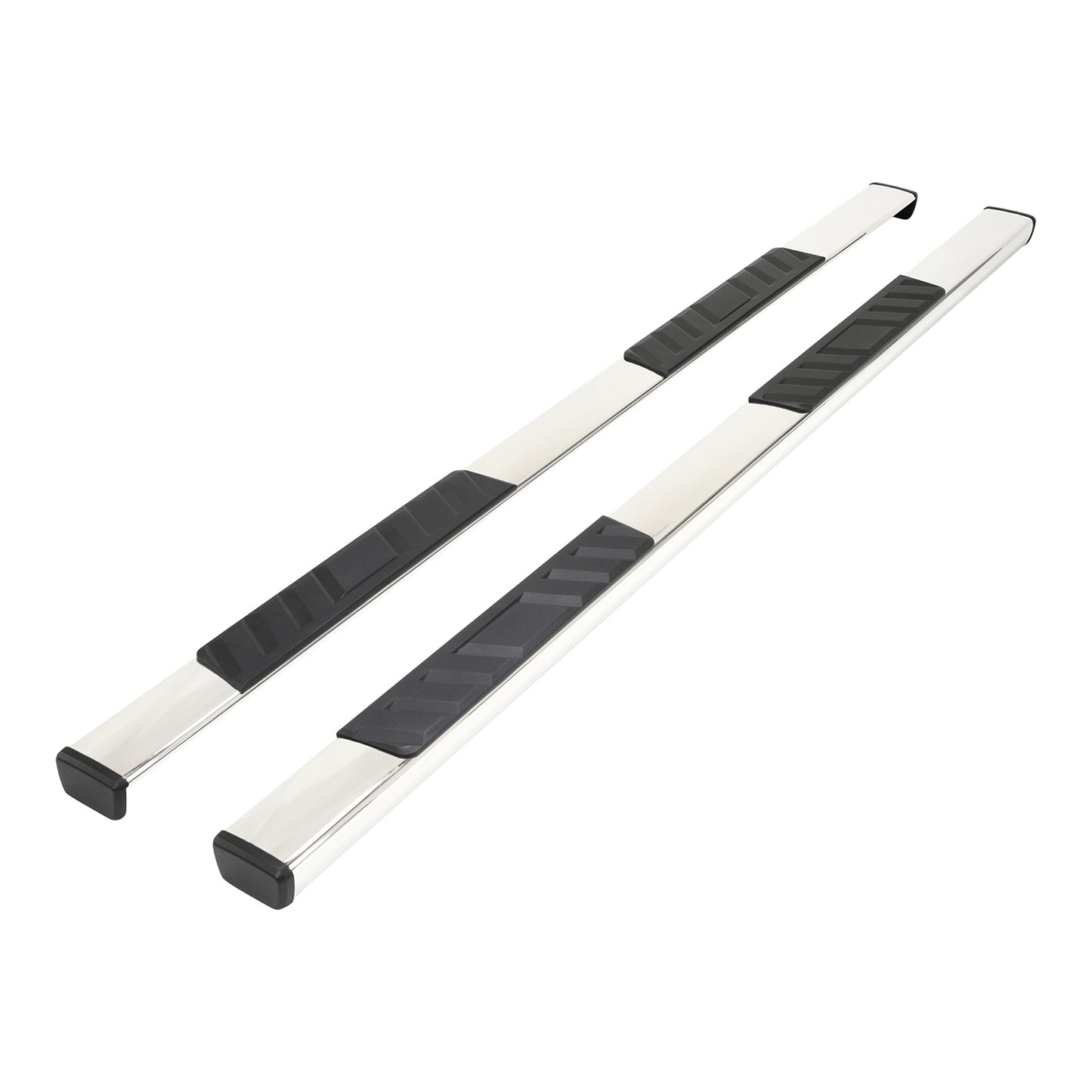 TrailFX 4" Trapezoidal Straight Step Nerf Bars W/ Step Pads Polished Stainless Steel For Ram 1500 - A4016S