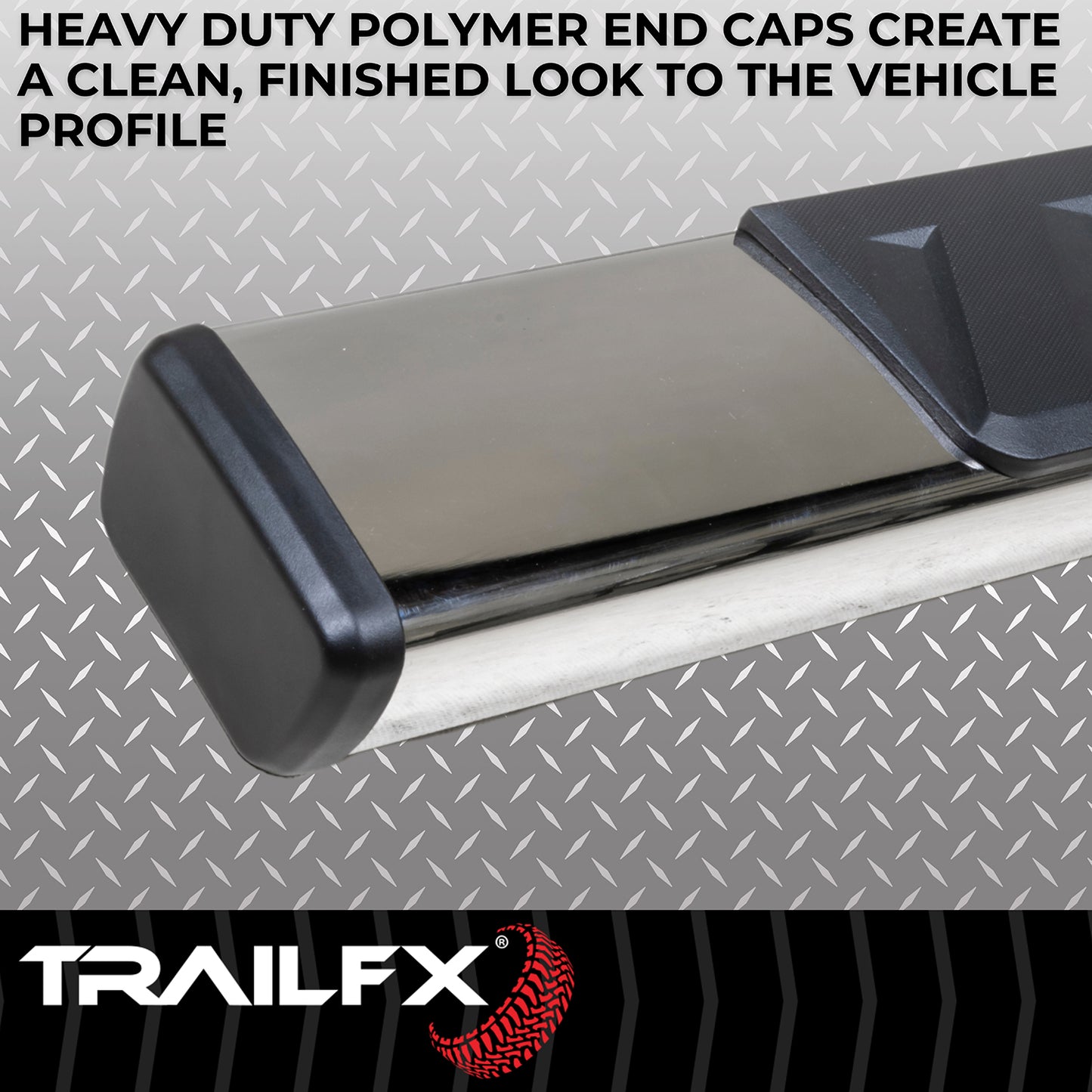 TrailFX 4" Trapezoidal Straight Step Nerf Bars W/ Step Pads Polished Stainless Steel For Ram 1500 - A4016S