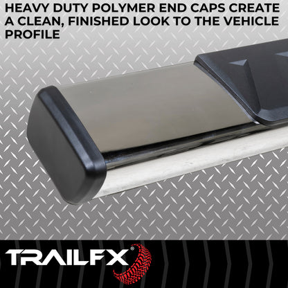 TrailFX 4" Trapezoidal Straight Step Nerf Bars W/ Step Pads Polished Stainless Steel For Ram 1500 - A4016S
