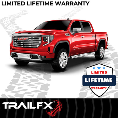 TrailFX 5" Oval Straight Step Nerf Bars W/ Step Pads Polished Stainless Steel For Chevrolet/GMC - A7003S