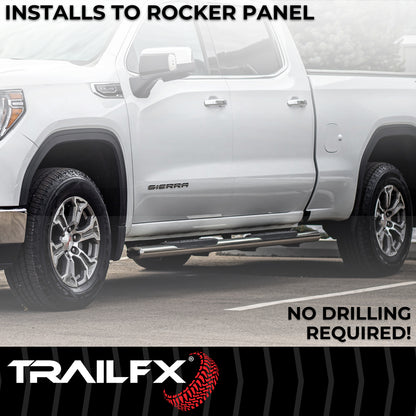 TrailFX 5" Oval Straight Step Nerf Bars W/ Step Pads Polished Stainless Steel For Ram Ram 1500/Ram 2500 - A7005S