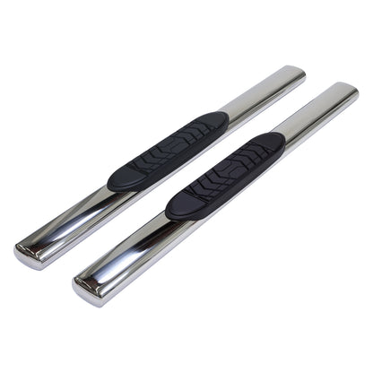 TrailFX 5" Oval Straight Step Nerf Bars W/ Step Pads Polished Stainless Steel For Ford - A7040S