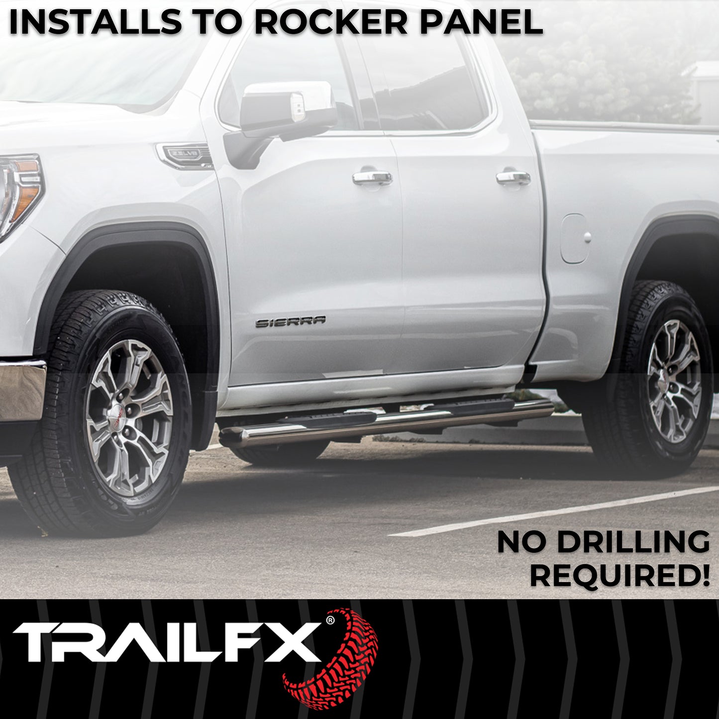 TrailFX 5" Oval Straight Step Nerf Bars W/ Step Pads Polished Stainless Steel For GM Colorado/Canyon - A7052S