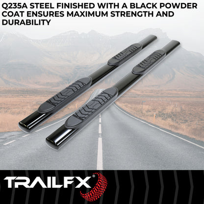 TrailFX 5" Oval Straight Step Nerf Bars W/ Step Pads Black For Ram 1500/1500 Classic - A7056B