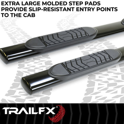 TrailFX 5" Oval Straight Step Nerf Bars W/ Step Pads Black For Ram 1500/1500 Classic - A7056B