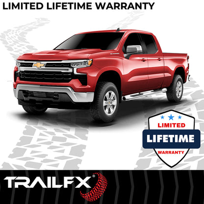 TrailFX 5" Oval Bent Step Nerf Bars W/ Step Pads Polished Stainless Steel For Chevrolet/GMC - A7064S