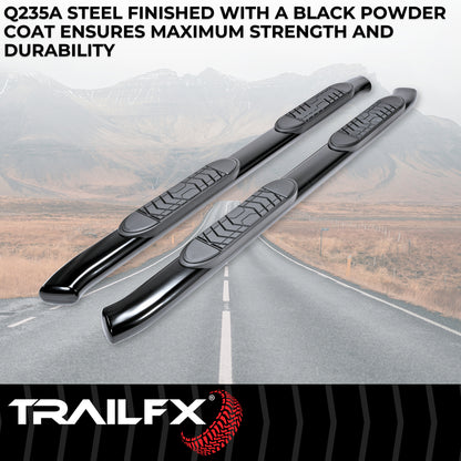TrailFX 5" Oval Bent Step Nerf Bars W/ Step Pads Black For Chevrolet/GMC - A7066B
