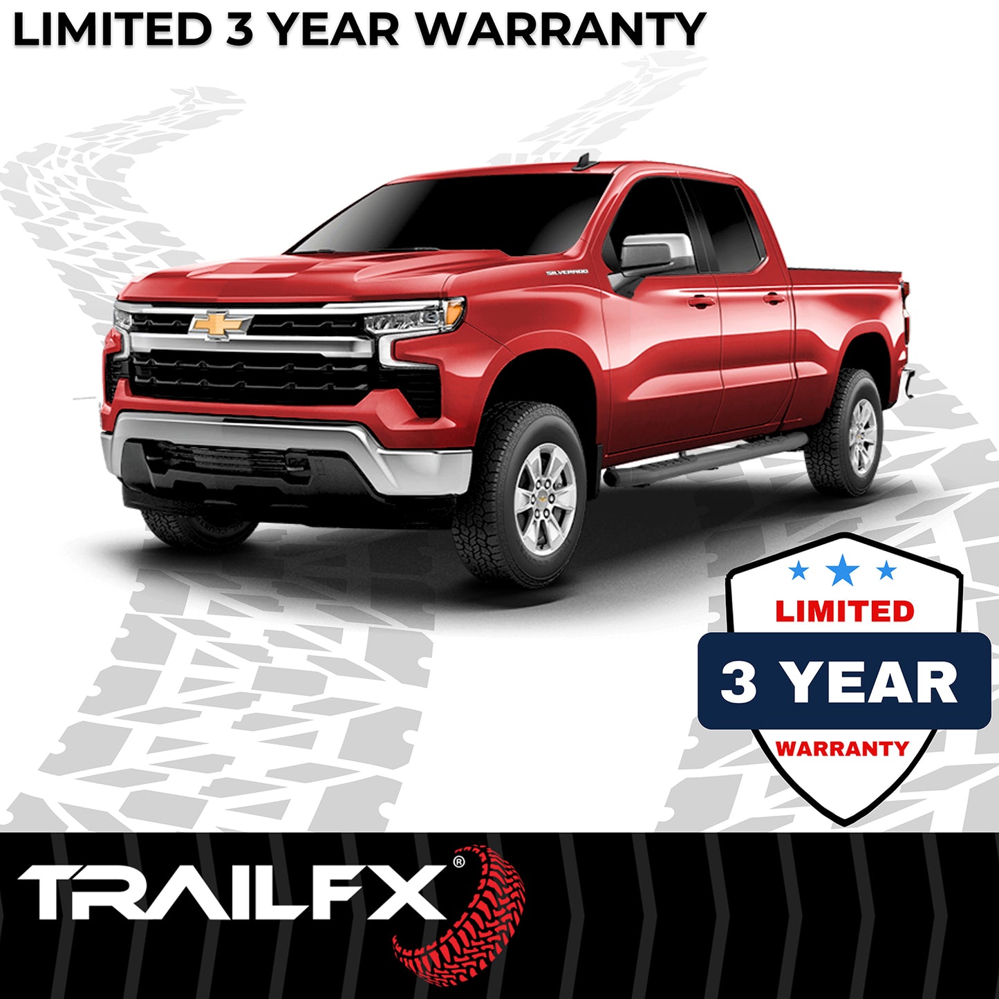 TrailFX 5" Oval Bent Step Nerf Bars W/ Step Pads Black For Chevrolet/GMC - A7066B