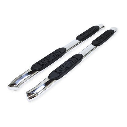 TrailFX 5" Oval Bent Step Nerf Bars W/ Step Pads Polished Stainless Steel For Chevrolet/GMC - A7066S