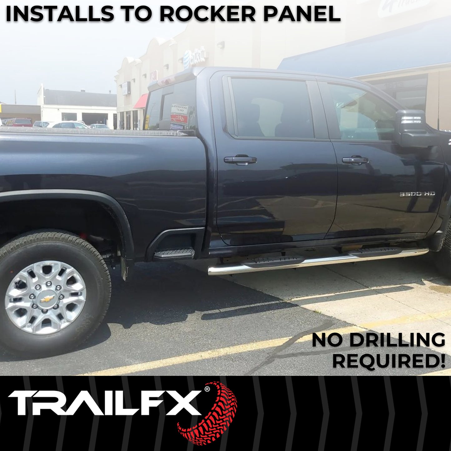 TrailFX 5" Oval Bent Step Nerf Bars W/ Step Pads Polished Stainless Steel For Chevrolet/GMC - A7066S