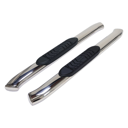 TrailFX 5" Oval Bent Step Nerf Bars W/ Step Pads Polished Stainless Steel For Chevrolet/GMC - A7071S