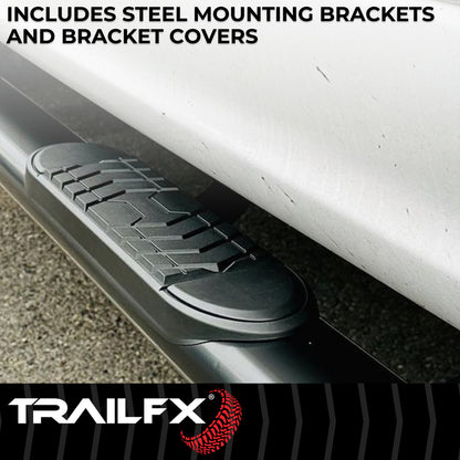 TrailFX 5" Oval Bent Step Nerf Bars W/ Step Pads Black For Chevrolet/GMC - A7086B
