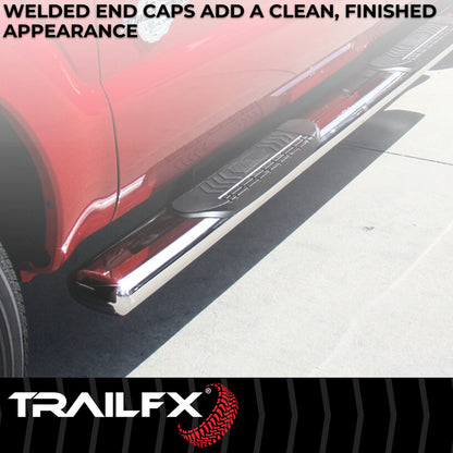 TrailFX 6" Oval Straight Step Nerf Bars W/ Step Pads Polished Stainless Steel For Chevrolet/GMC - A8221S