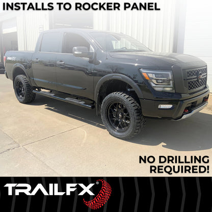TrailFX 6" Oval Straight Step Nerf Bars W/ Step Pads Black For Ford - A8223B