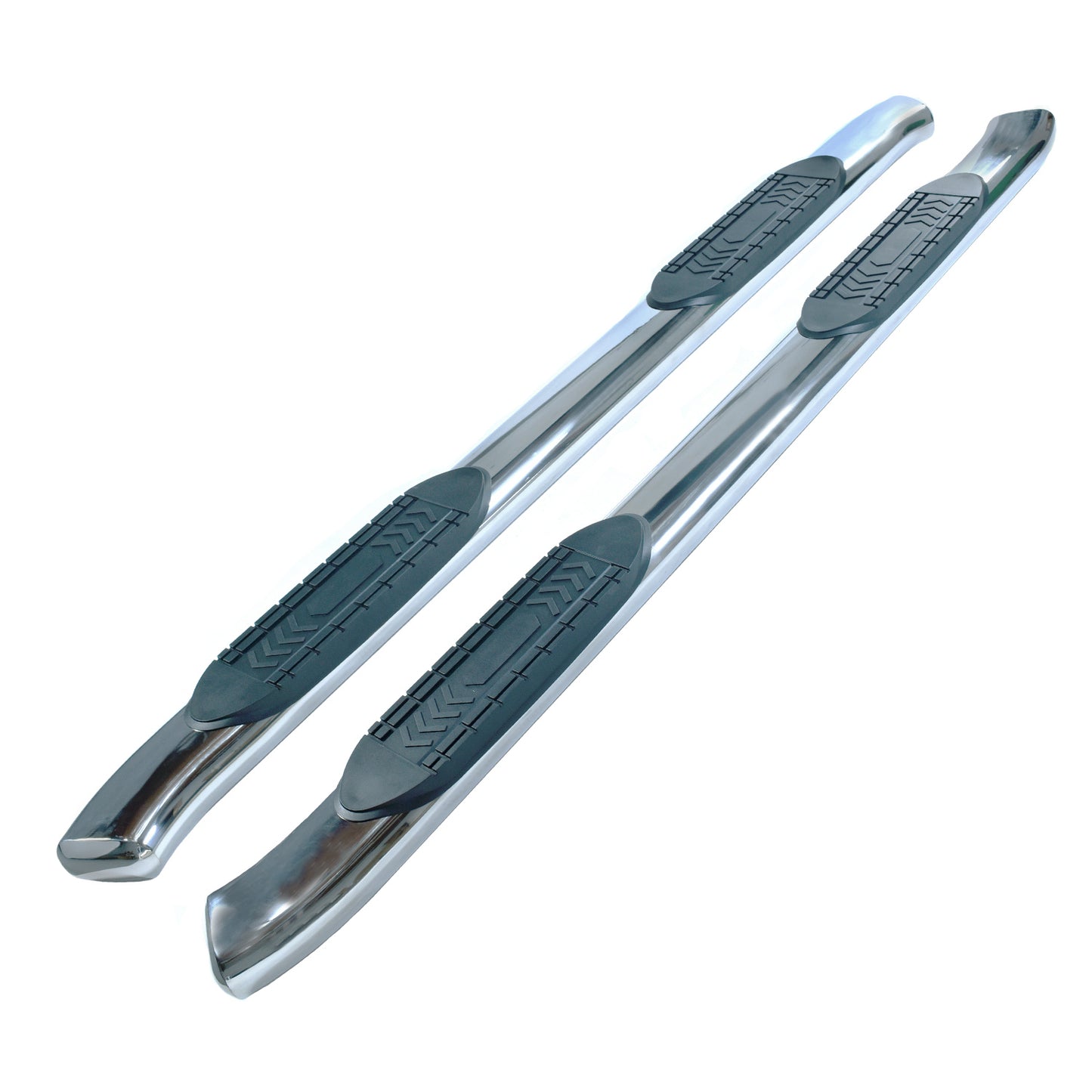 TrailFX 6" Oval Bent Step Nerf Bars W/ Step Pads Polished Stainless Steel For Ford F-150 - A8239S