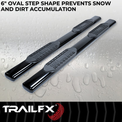 TrailFX 6" Oval Straight Step Nerf Bars W/ Step Pads Black For Ram 1500/1500 Classic - A8244B