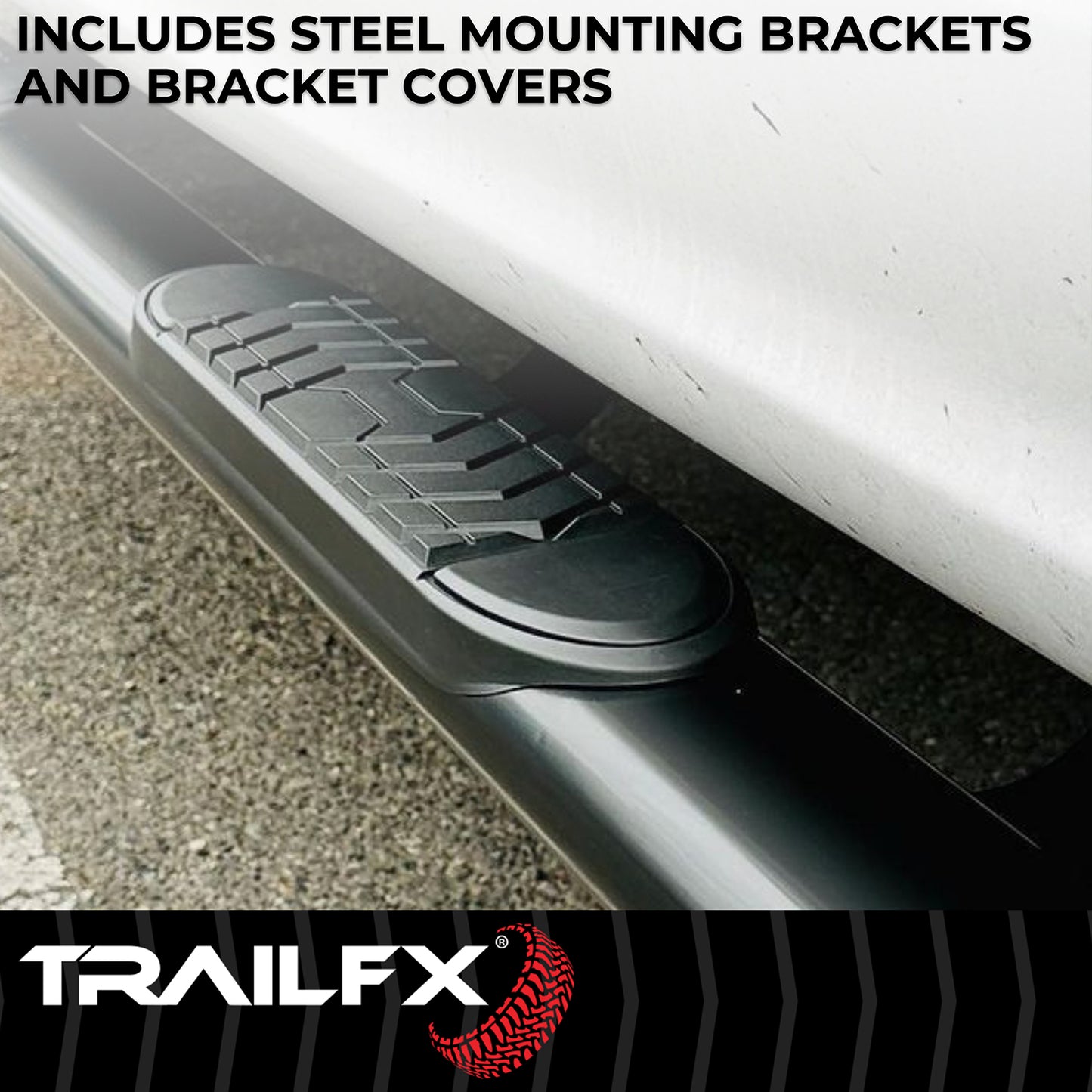 TrailFX 6" Oval Straight Step Nerf Bars W/ Step Pads Black For Ram 1500 - A8249B