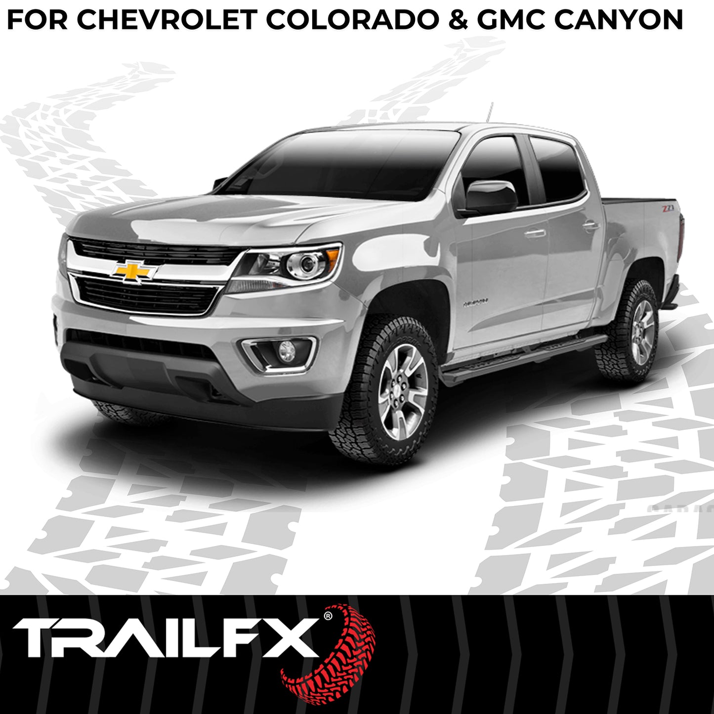 TrailFX 4-1/2" Hexagonal Step Nerf Bars W/ Step Pads Black For GM Colorado/Canyon - AL4001B