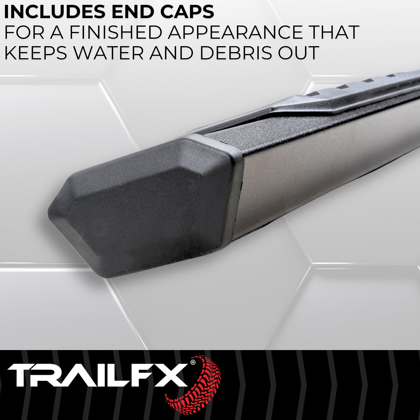 TrailFX 4-1/2" Hexagonal Step Nerf Bars W/ Step Pads Black For GM Colorado/Canyon - AL4001B