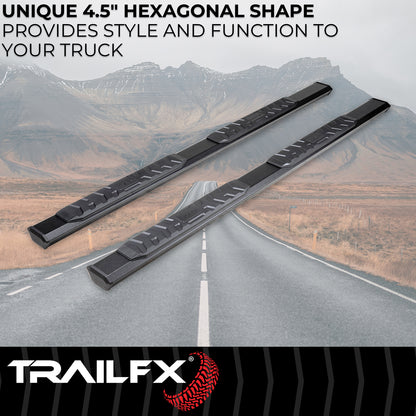 TrailFX 4-1/2" Hexagonal Step Nerf Bars W/ Step Pads Black For GM Colorado/Canyon - AL4002B