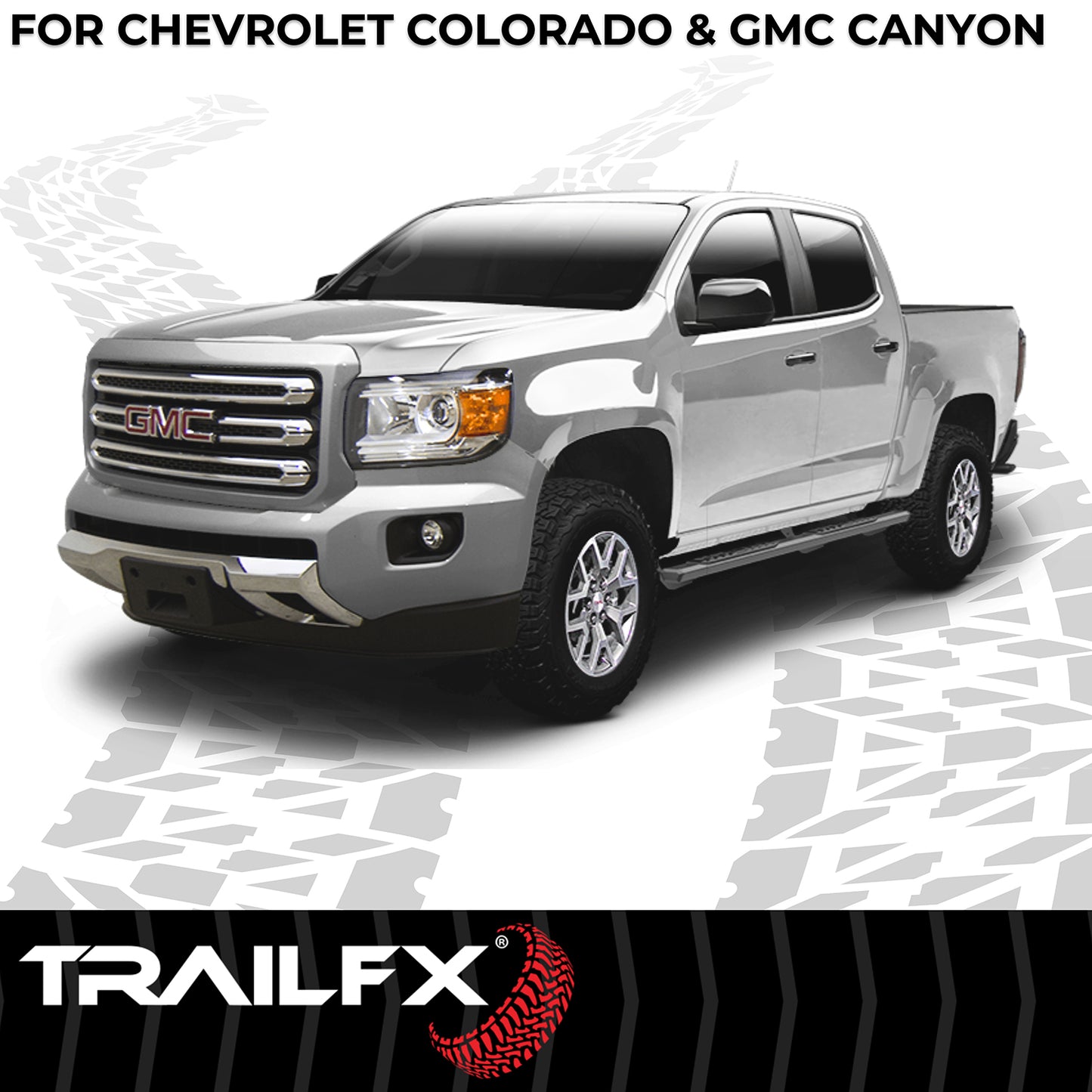 TrailFX 4-1/2" Hexagonal Step Nerf Bars W/ Step Pads Black For GM Colorado/Canyon - AL4002B