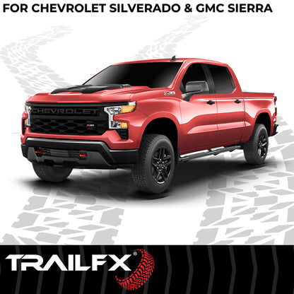 TrailFX 4-1/2" Hexagonal Step Nerf Bars W/ Step Pads Black For Chevrolet/GMC - AL4003B