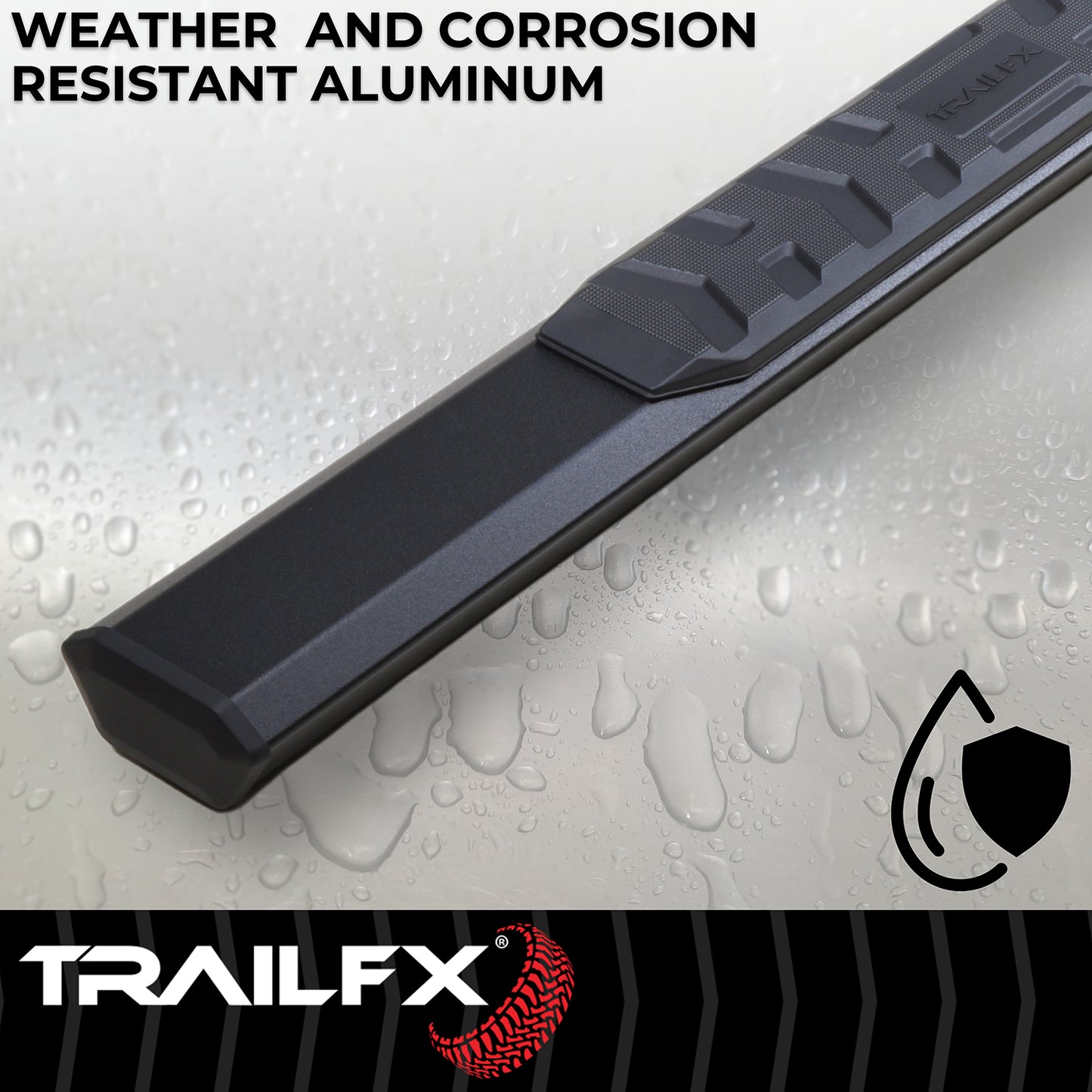 TrailFX 4-1/2" Hexagonal Step Nerf Bars W/ Step Pads Black For Chevrolet/GMC - AL4004B