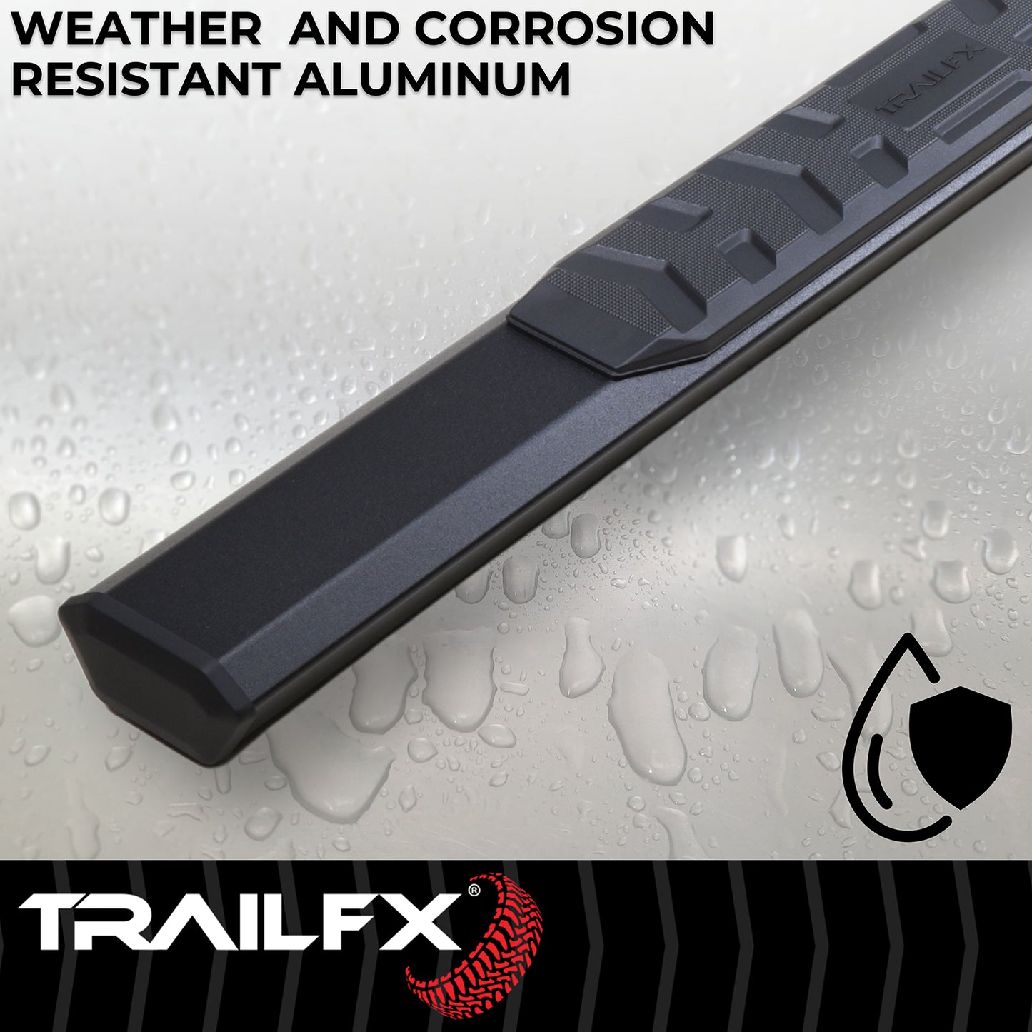 TrailFX 4-1/2" Hexagonal Step Nerf Bars W/ Step Pads Black For Chevrolet/GMC - AL4005B