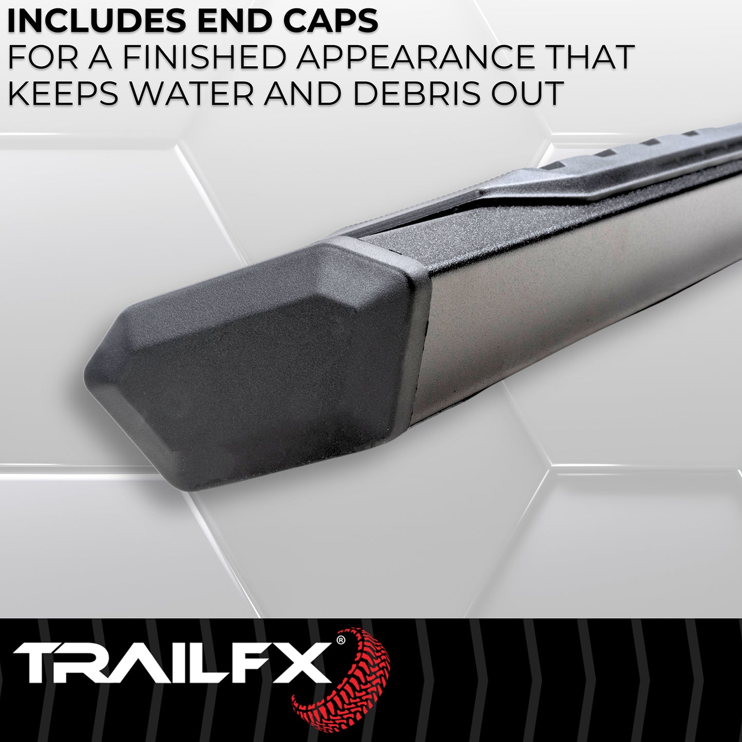 TrailFX 4-1/2" Hexagonal Step Nerf Bars W/ Step Pads Black For Chevrolet/GMC - AL4005B
