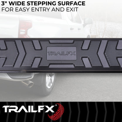 TrailFX 4-1/2" Hexagonal Step Nerf Bars W/ Step Pads Black For Chevrolet/GMC - AL4005B