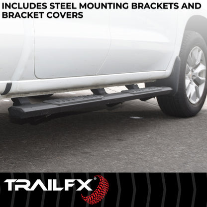 TrailFX 4-1/2" Hexagonal Step Nerf Bars W/ Step Pads Black For Chevrolet/GMC - AL4005B