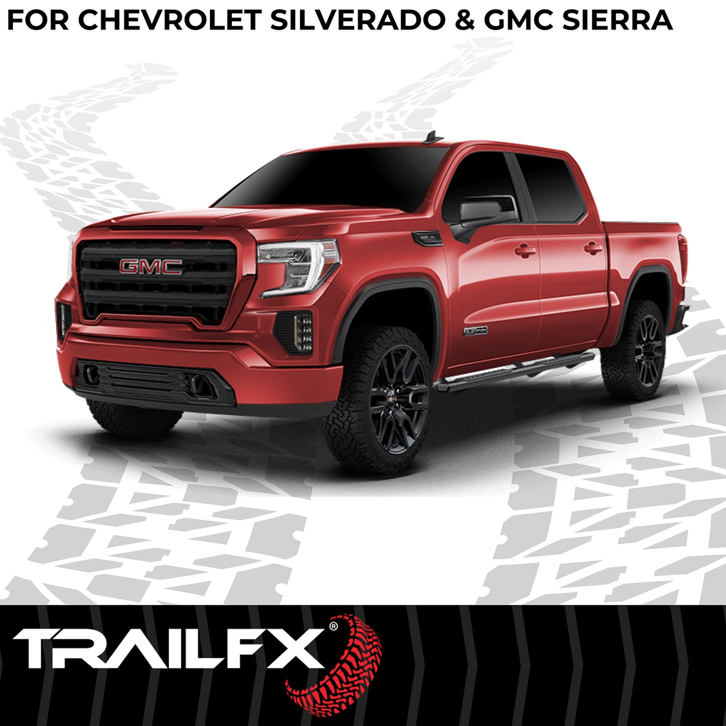 TrailFX 4-1/2" Hexagonal Step Nerf Bars W/ Step Pads Black For Chevrolet/GMC - AL4006B