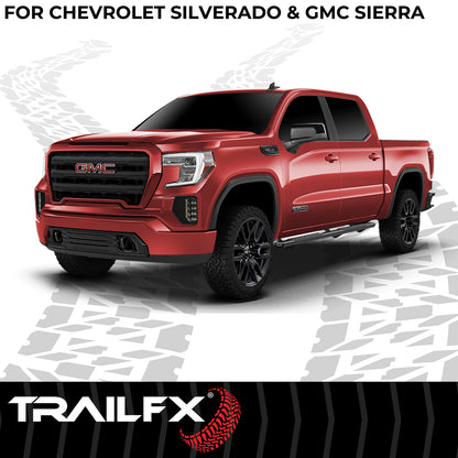 TrailFX 4-1/2" Hexagonal Step Nerf Bars W/ Step Pads Black For Chevrolet/GMC - AL4006B