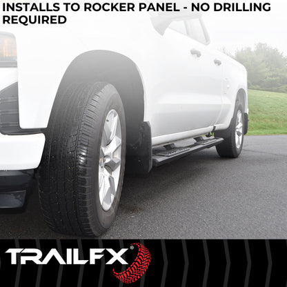 TrailFX 4-1/2" Hexagonal Step Nerf Bars W/ Step Pads Black For Chevrolet/GMC - AL4006B