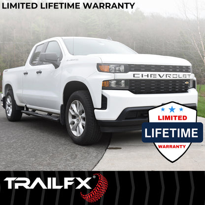 TrailFX 4-1/2" Hexagonal Step Nerf Bars W/ Step Pads Black For Chevrolet/GMC - AL4006B