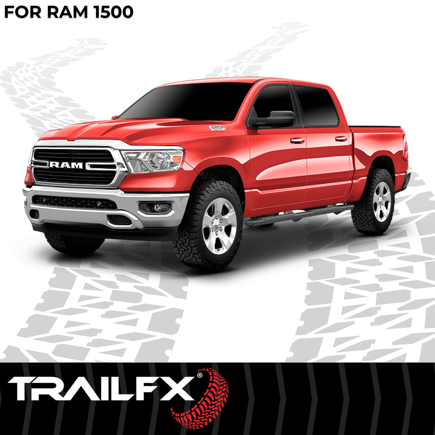 TrailFX 4-1/2" Hexagonal Step Nerf Bars W/ Step Pads Black For Ram 1500 - AL4008B
