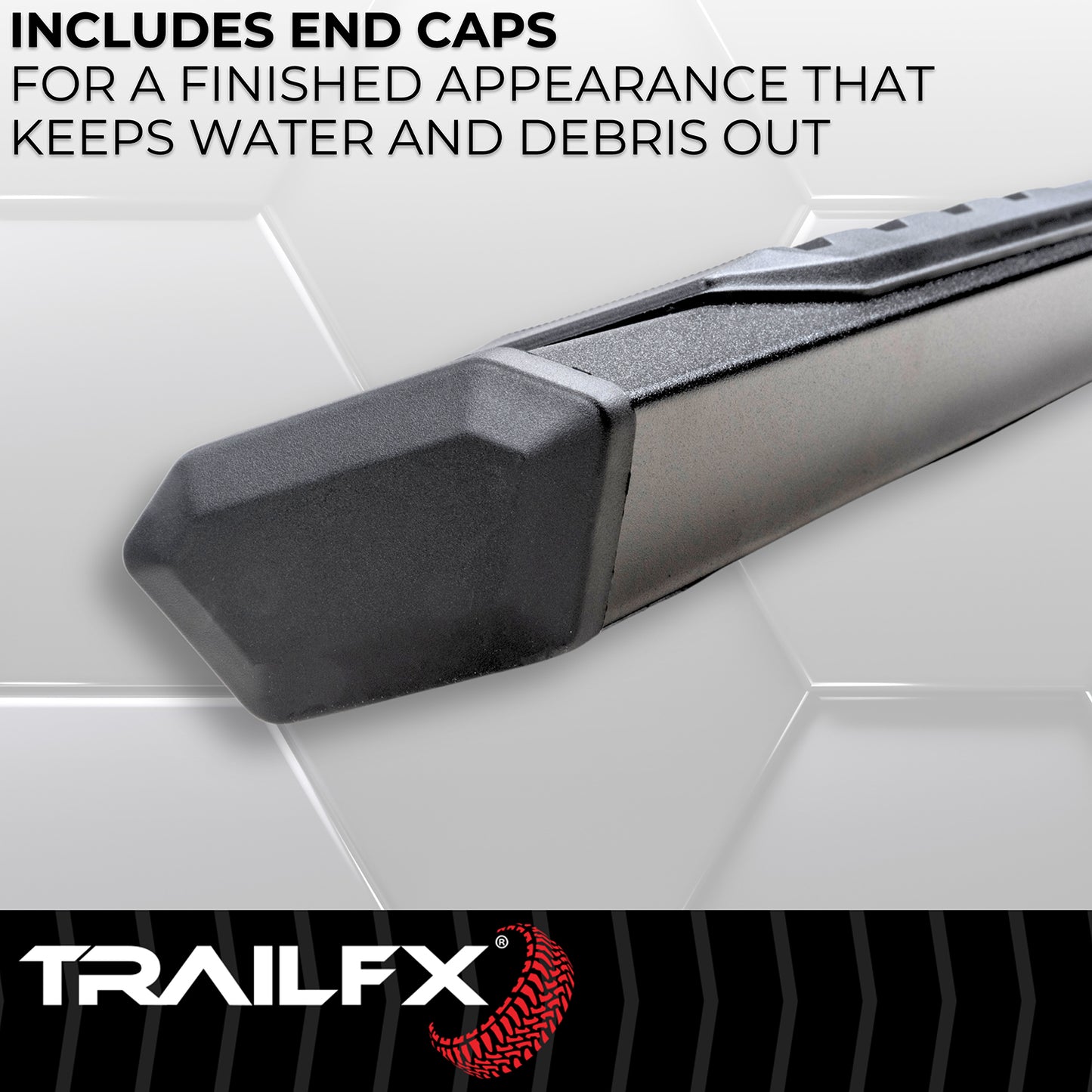 TrailFX 4-1/2" Hexagonal Step Nerf Bars W/ Step Pads Black For Ram 1500 - AL4008B