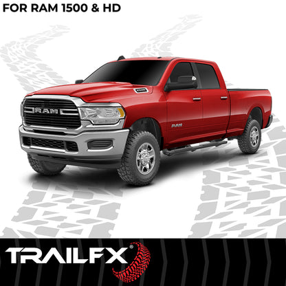 TrailFX 4-1/2" Hexagonal Step Nerf Bars W/ Step Pads Black For Dodge/Ram - AL4009B