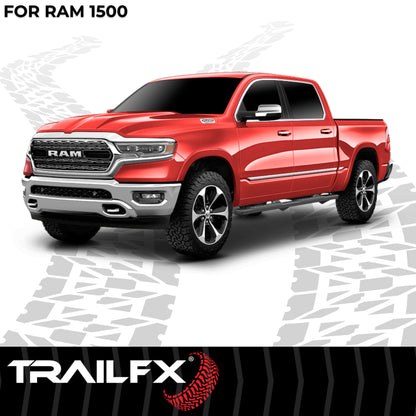 TrailFX 4-1/2" Hexagonal Step Nerf Bars W/ Step Pads Black For Ram 1500 - AL4010B